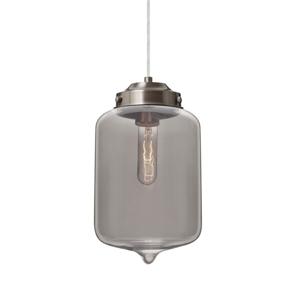 Besa Lighting Olin Cord Pendant, Smoke, Satin Nickel Finish, 1x60W Incandescent 1JT-OLINSM-SN - main